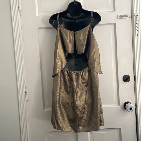 Elizabeth & James Metallic Gold Cocktail Dress Size L - Picture 7 of 13